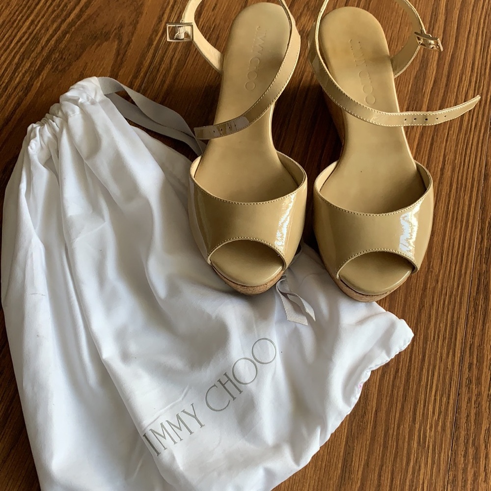 Tan Open Toe Wedges